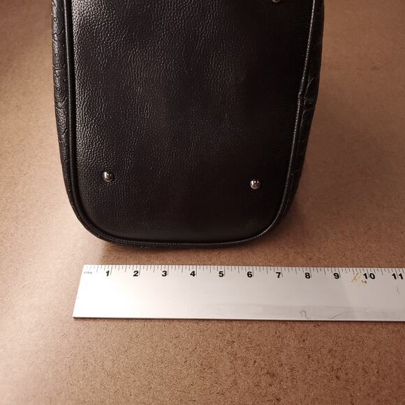 Skull Embossed Bucket Bag Tote Black Shopper Purse Chain Gothic Punk Alternative - Picture 7 of 11